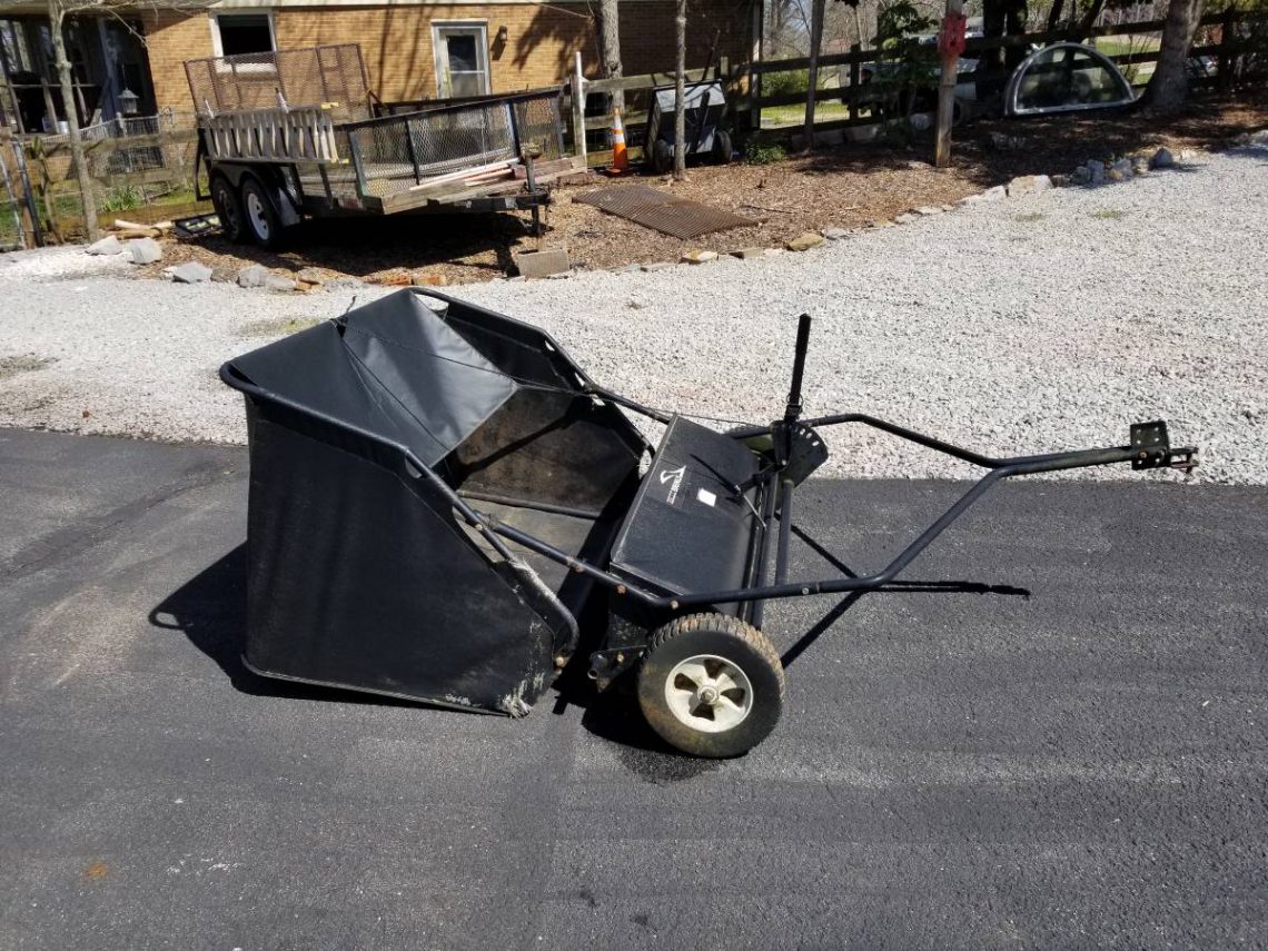 Used Brinly 42″ TowBehind Lawn Sweeper RonMowers