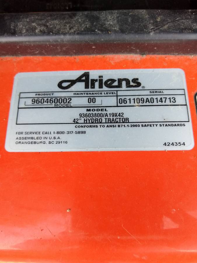 Ariens 42in A19K42 1 Ariens 42 Hydro A19K42 Used Riding Lawn Mower