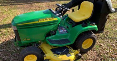 Deere LX280 06 375x195 John Deere LX 280 Riding Lawn with dual bagger for sale