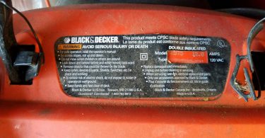 MM575 2 375x195 Used Black & Decker 18 Electric LAWNHOG Mulching Mower