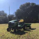 John Deere E110 1 150x150 John Deere E110 19 HP 42 Riding Lawn Mower with Trailer for Sale