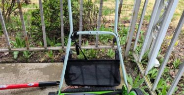 Greenworks 16 inch Reel Mower 3 375x195 Like new Greenworks 16 inch Reel Mower with bag to catch grass