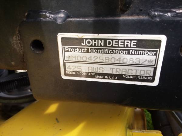 John Deere 425 AWS 11 John Deere 425 AWS 54 Riding Lawn Mower