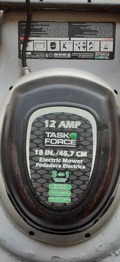 Used Task Force 12 Amp 18 inch cut electric lawn mower 3 Used Task Force 12 Amp 18 inch cut electric lawn mower