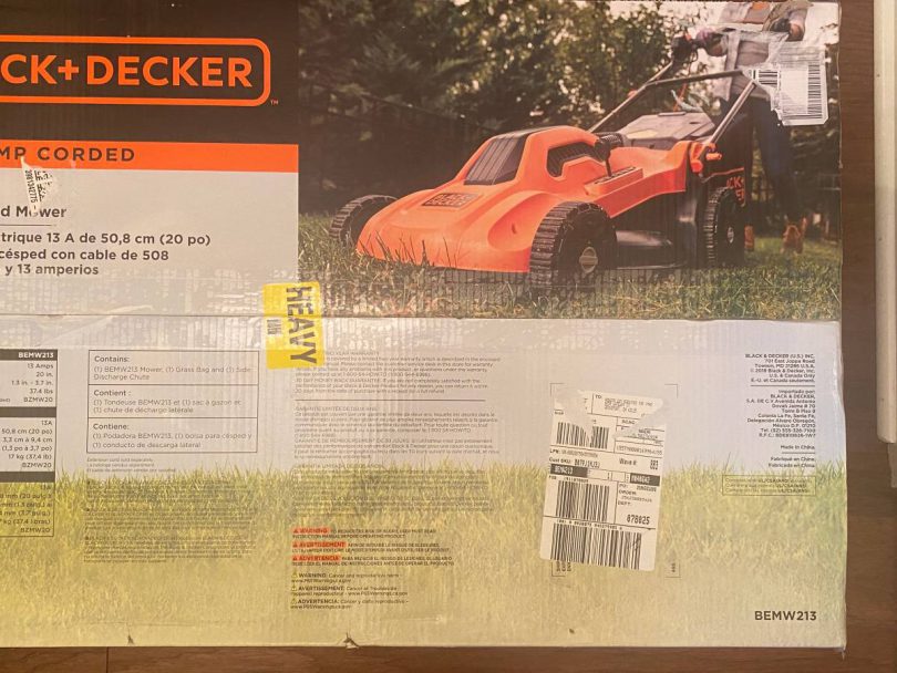 BEMMW213 Electric Corded Lawn Mower 5 810x608 New in The Box Black and Decker BEMW213 Electric Corded Lawn Mower