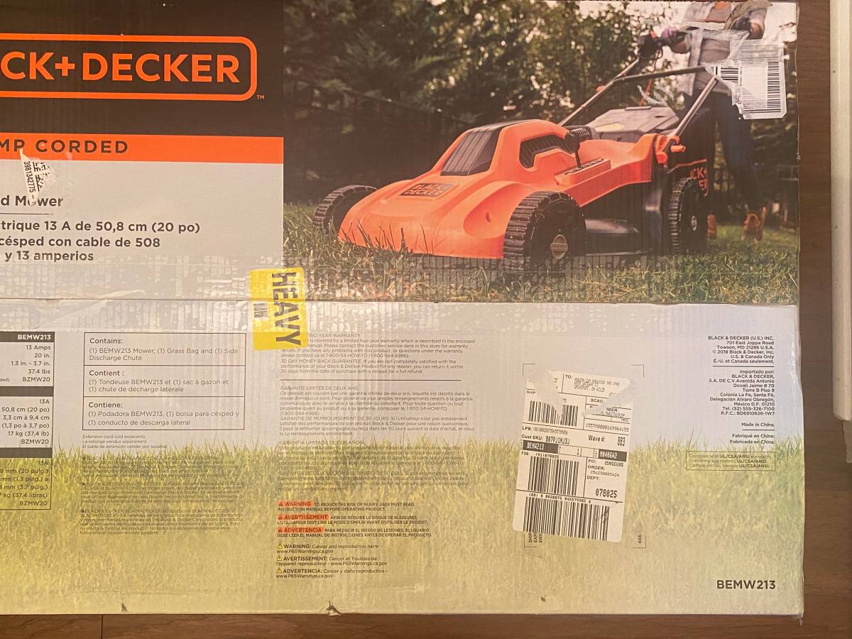 BLACK+DECKER BEMW213 20 Corded Electric Lawn Mower