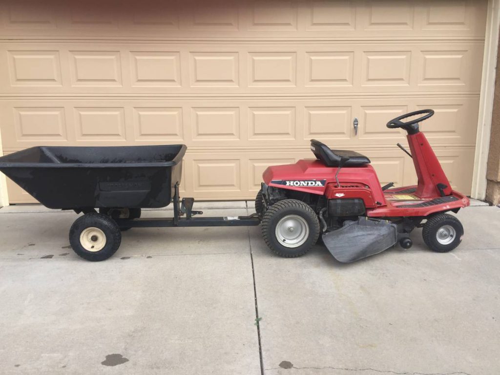 Used Honda HTR3009 Riding Lawn Mower with Dump Trailer for Sale