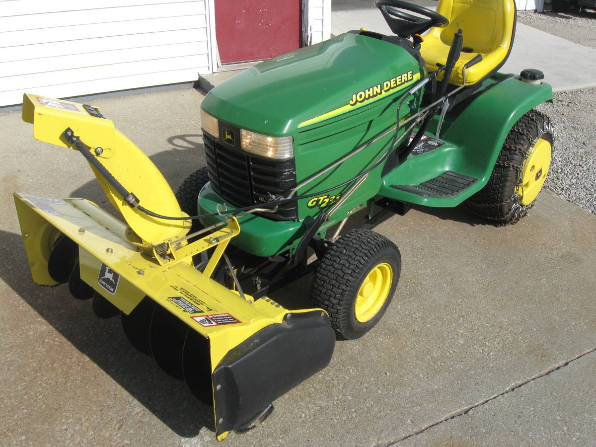 John Deere Gt235 Riding Lawn Mower With Snow Blower For Sale Ronmowers