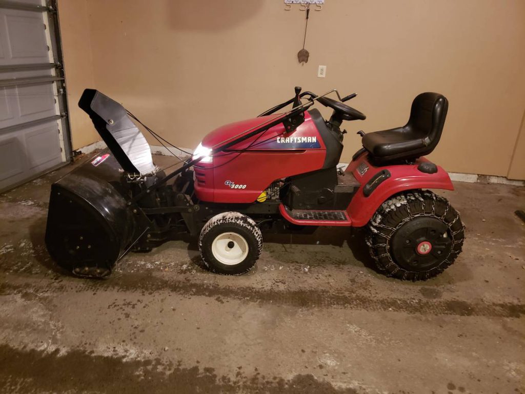 Craftsman GT5000 lawn mower with a 40" snow blower RonMowers