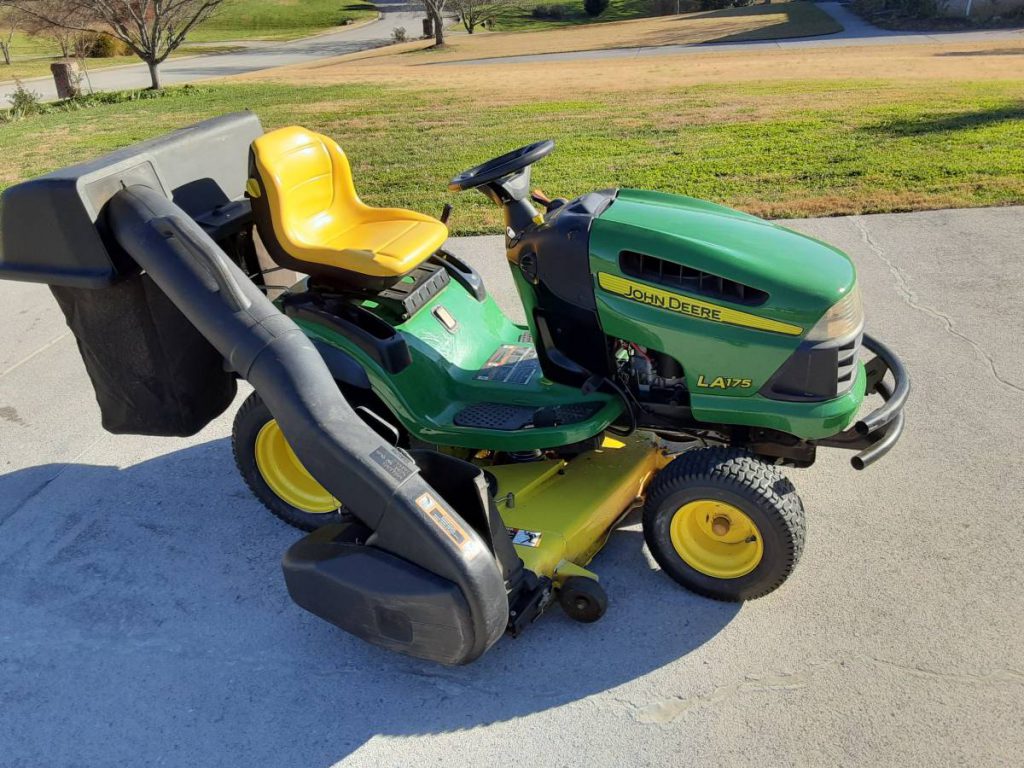 54 Inch John Deere LA 175 Riding Lawn Mower with power bagger RonMowers