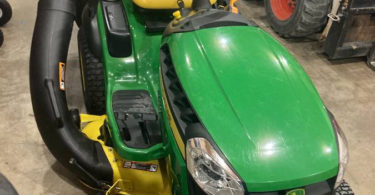 F3B398D1 8210 4B5D B45C B21F975EFC50 375x195 Garage kept John Deere E170 with twin bagger attachment