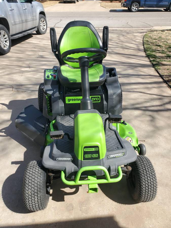 00S0S 4ocxgh4SqTi 0t20CI 1200x900 Nearly new 42 inch Greenworks Pro CRT426 electric riding mower