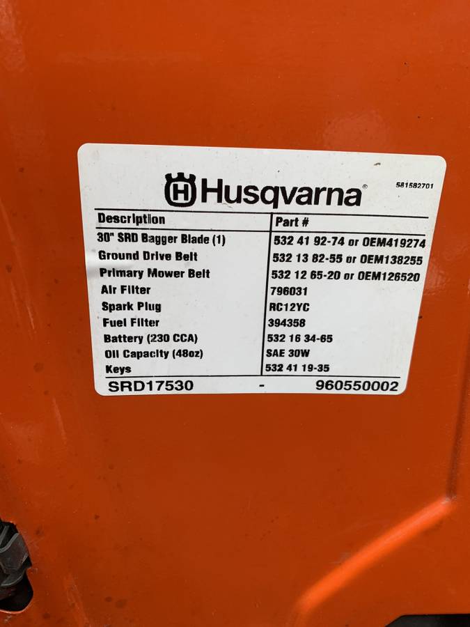 01313 1CtI8zxe97Q 0oo0ww 1200x900 2013 Husqvarna SRD17530 (30) 17.5HP Riding Mower for sale