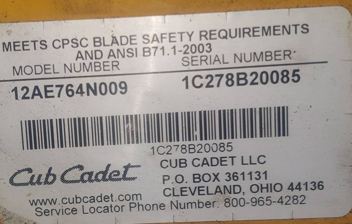 33 Cub Cadet 12AE764NOO9 lawnmower for sale 00J0J 6ojKg1FubES 0vZ0kp 1200x900 33 Cub Cadet 12AE764NOO9 lawnmower for sale
