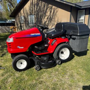 Used Craftsman GT 5000 Riding Lawn Mower With Triple Bagger And 48 Inch Snow Plow