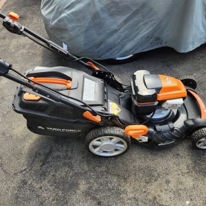 Used YARD FORCE YF120VRX 120V Electric Lawn Mower – Dual Batteries